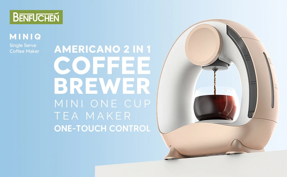 Single Serve Coffee Maker For KCup & Ground Coffee, MINI Q Americano 2 in 1 Mini One Cup Coffee Brewer/Tea Maker With Coffee Fil