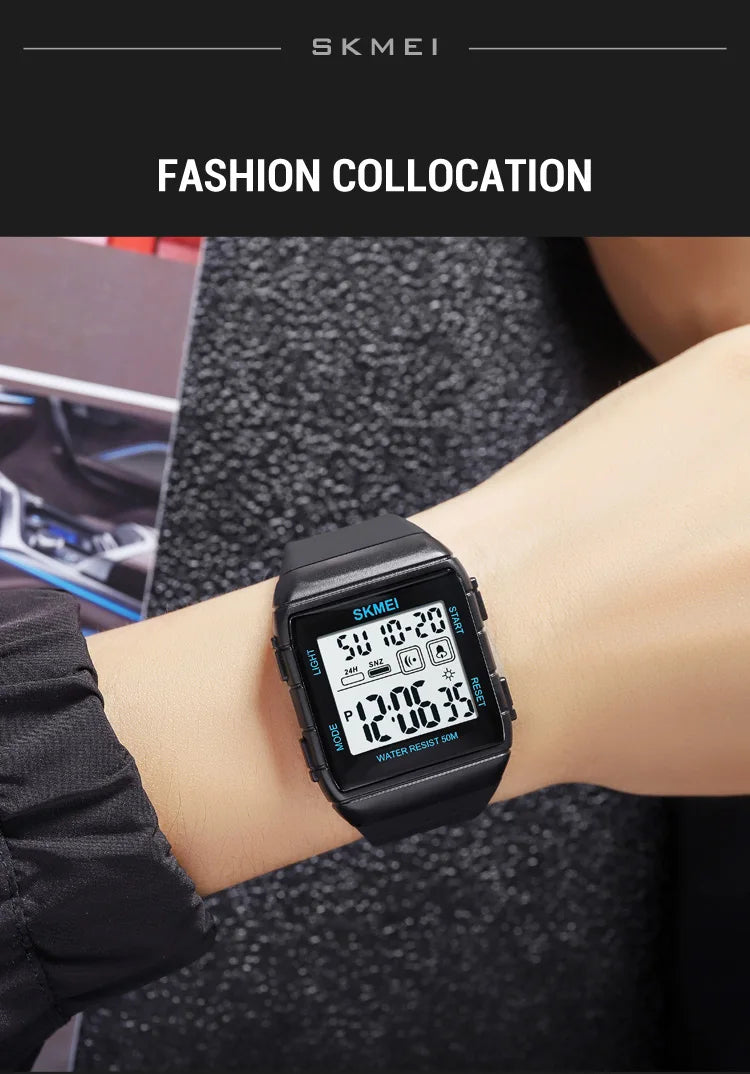 SKMEI Japan Digital movement Mens Sport Watches Military Countdown Alarm Clock 5Bar Waterproof LED Light Wristwatch reloj hombre