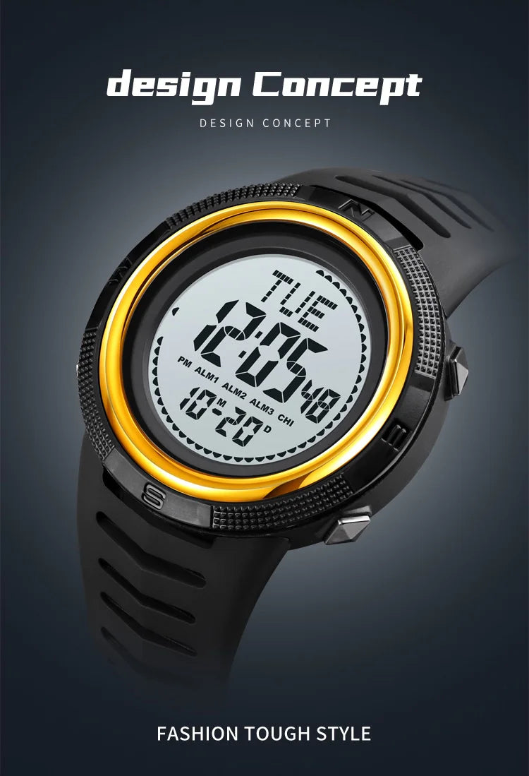 SKMEI Men's Sport Military Digital Men Watch For Men Waterproof Electronic Countdown Mens Wristwatches Outdoors Clock + Compass