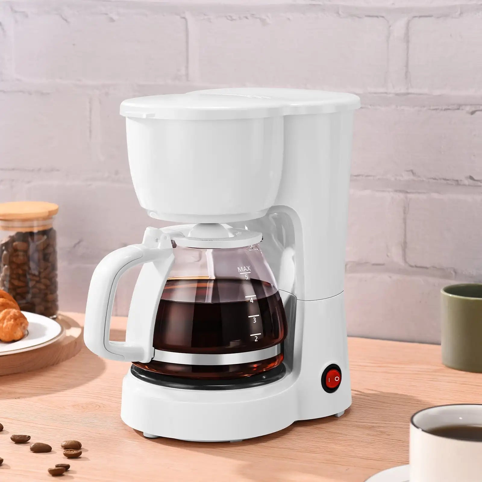 White 5-Cup Coffee Maker, Perfect for Brewing a Delicious Cup of Coffee in the Morning