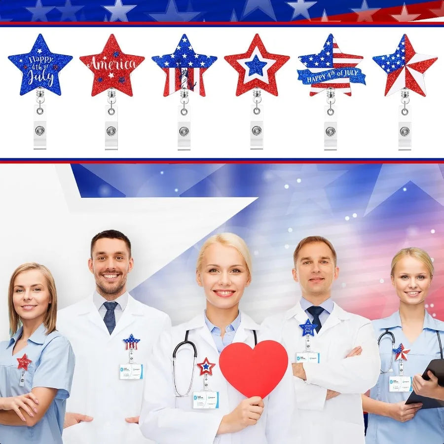 6 Pcs Holiday Badge Reels for  Retractable Badge Reels with Clip Decorative Holiday Badge Holder ID Name Badge Clips for  Docto