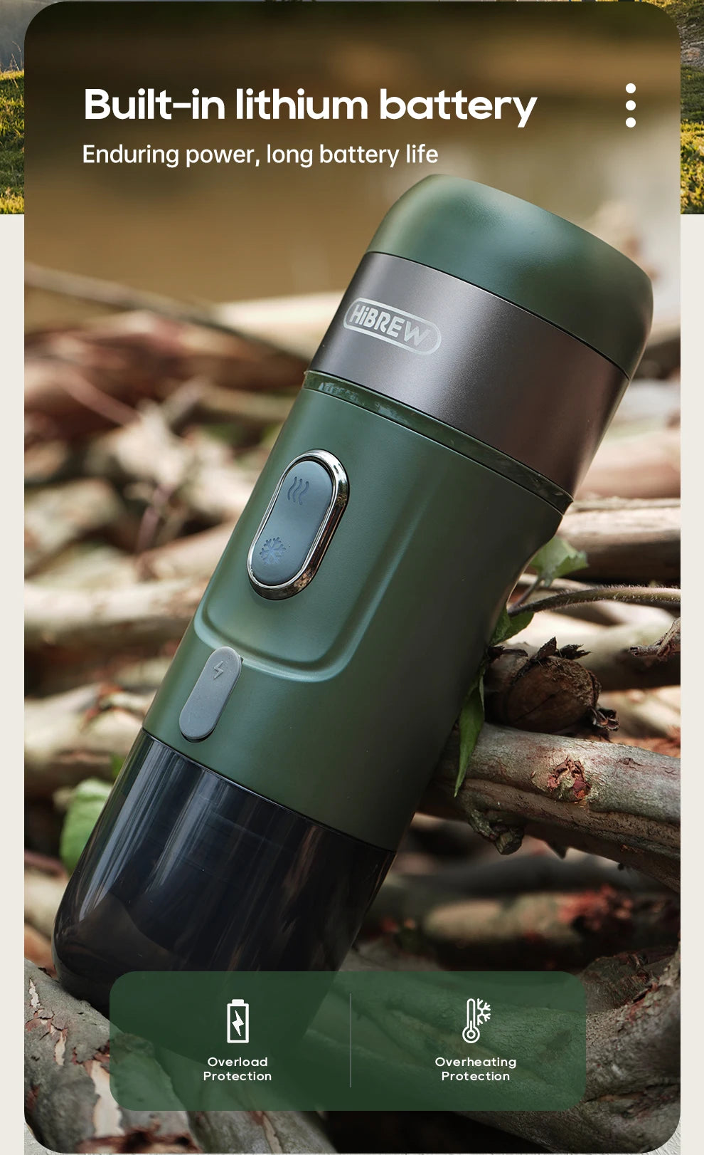 HiBREW Wireless Electric Portable Espresso Coffee Machine for Car & Home Camping Coffee Maker Fit Nespresso Dolce Capsule Powder