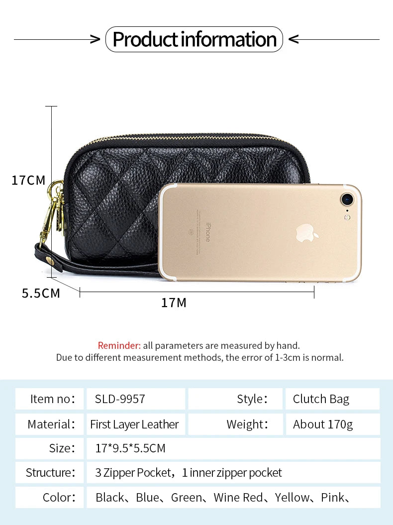 Women Long Wallet Genuine Leather Card Holder Large Capacity Zipper Coin Purse Multi Card Organizer Phone Bag Women Handbag