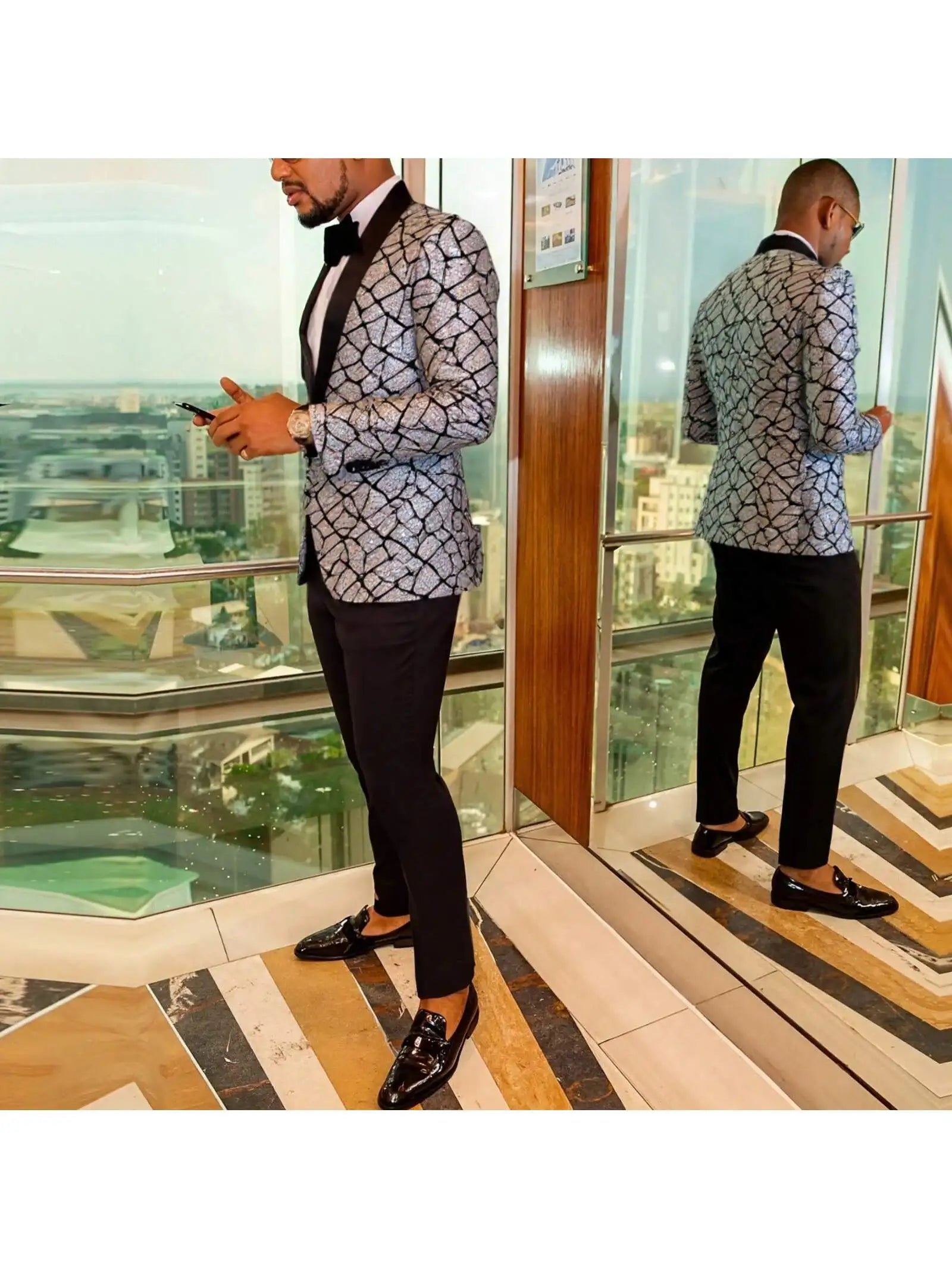 Men's Shiny Sequins Blazer Suit Jacket Stylish Tuxedo for Party,Wedding,Banquet,Prom