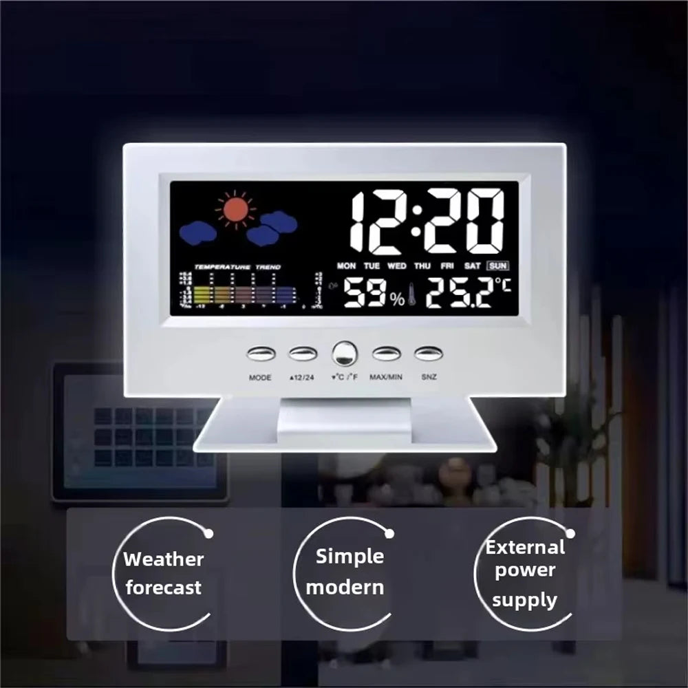 【2025 Upgraded】Digital Weather Station Thermometer Hygrometer Clock - Temp Humidity Monitor Calendar Trend Alarm Comfort Level |