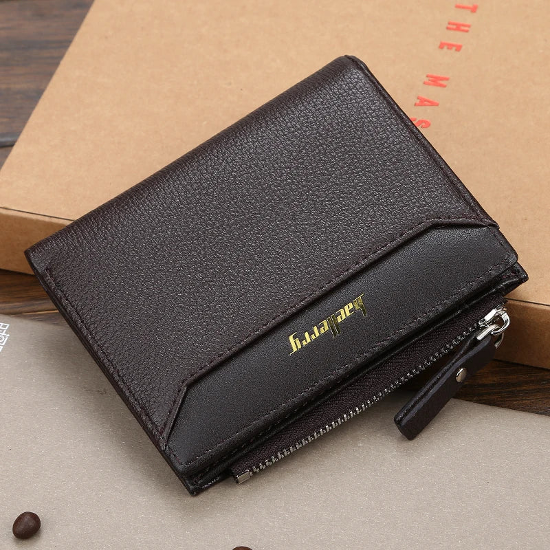 Man's Leather Coin Wallet Foldable Zipper Purse Multi-card Slot Credit Wallet Business Wallet Credit Card Holder Purse Gift