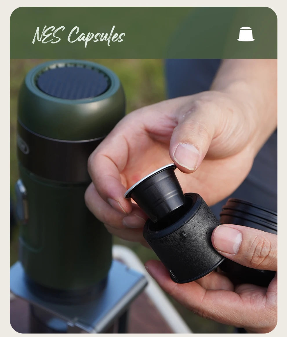 HiBREW Wireless Electric Portable Espresso Coffee Machine for Car & Home Camping Coffee Maker Fit Nespresso Dolce Capsule Powder