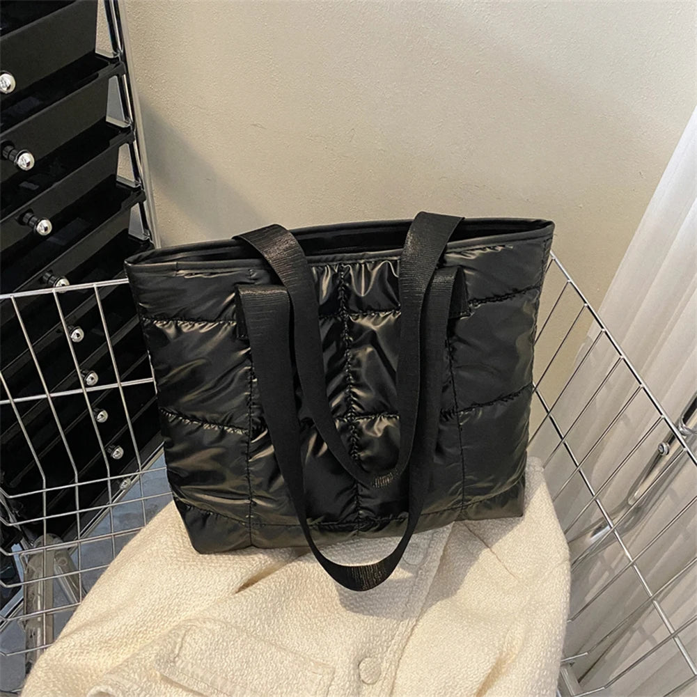 Fashion Shoulder Bag Large Capacity Cotton Padded Women Tote Bag Rhombus Ladies Tote Handbags Quilted Solid for Leisure Travel