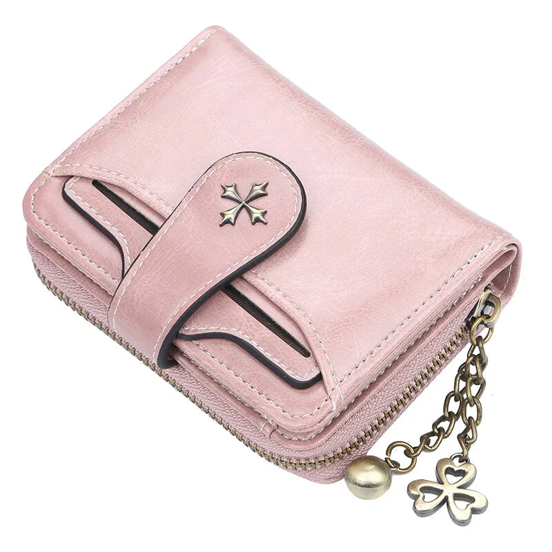Fashion Women's Wallets Short PU Leather Credit Card Holder Bifold Female Purse Zipper Pocket Wallet Handbag Mother's Day Gifts