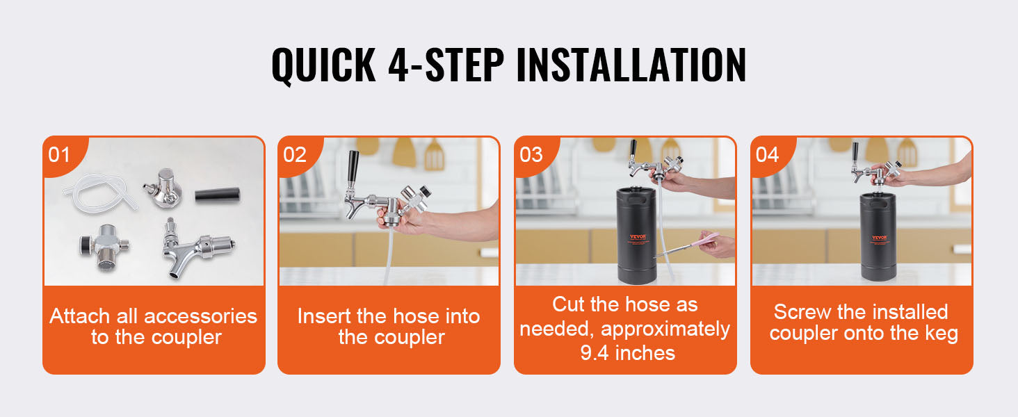 SucceBuy Beer Growler Tap System 304 Stainless Steel Pressurized Keg Growler with Pressure Display For Draft Homebrew Craft Beer